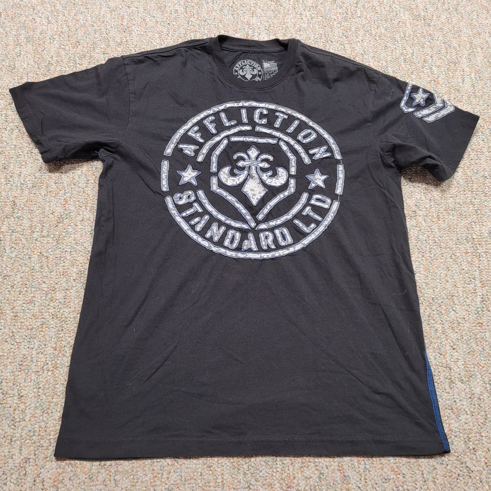 Affliction Shirt Mens XL Black Graphic Tee Standard Ltd Fleur De Lis Y2K Goth