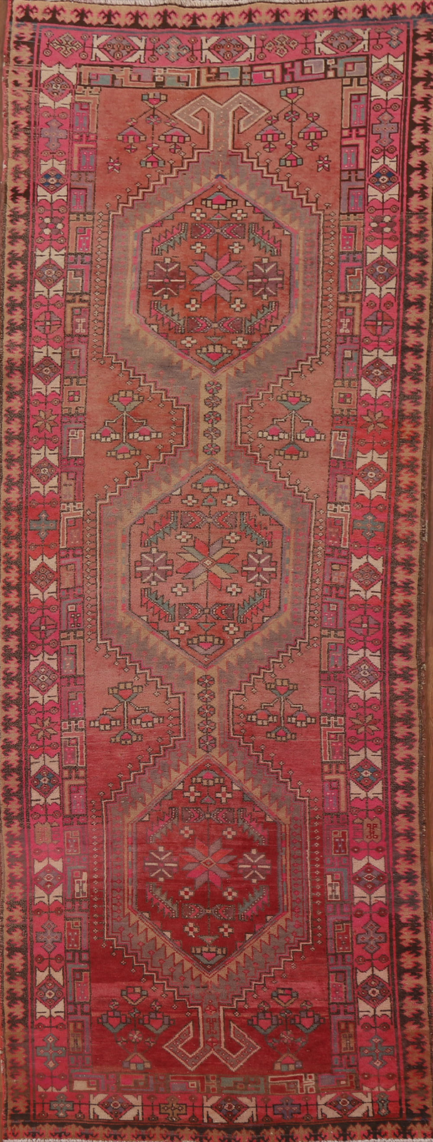 Vintage Ardebil  Tribal Traditional 10 ft Runner Rug 4x10 Wool Hand-knotted Rug