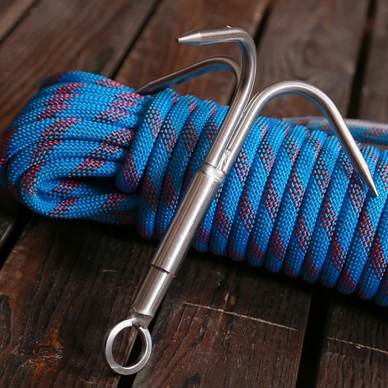 Grappling Hook 3Claw Climbing Hook Stainless Steel Grapnel Hook Standard Size US