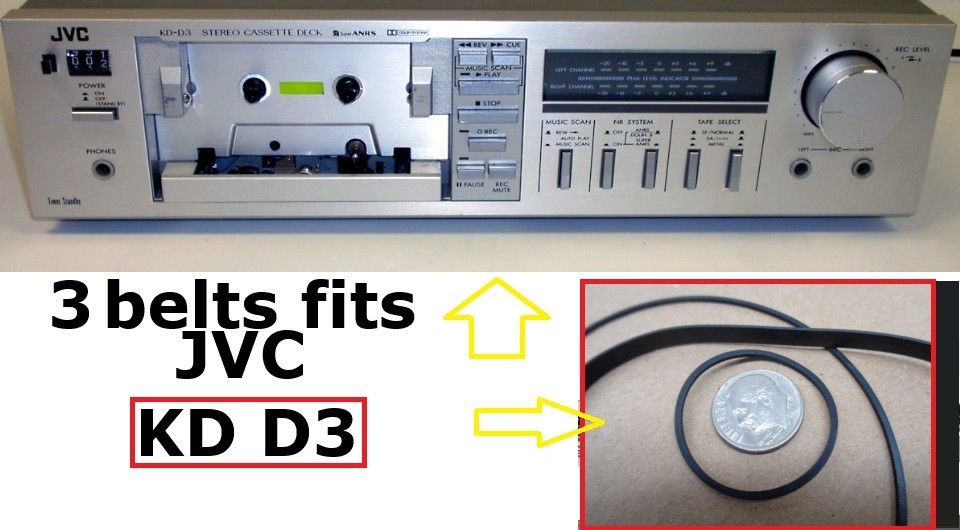 3 BELTS FITS JVC TAPE DECK KD D3 KD-D3 (THREE BELTS) new 3 BELTS FITS JVC TAPE DECK KD D3 KD-D3 (THREE BELTS) new