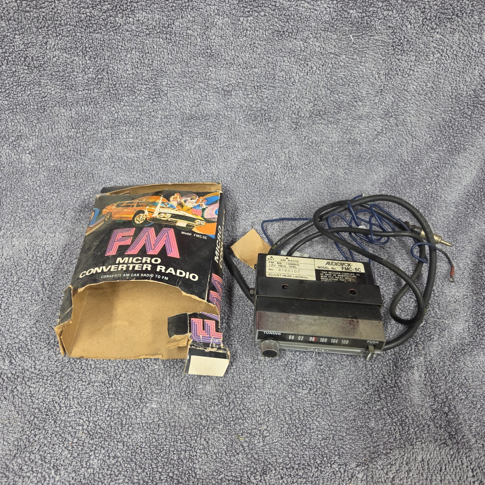 NOS Vintage Audiovox FMC-5C FM Converter New Car Radio AM To FM Complete Kit