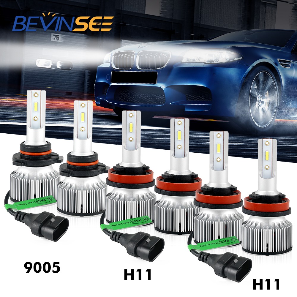 6Pcs 9005 H11 H8 LED Headlight Bulbs 6000K Bright High Low Beam Fog Light Kit