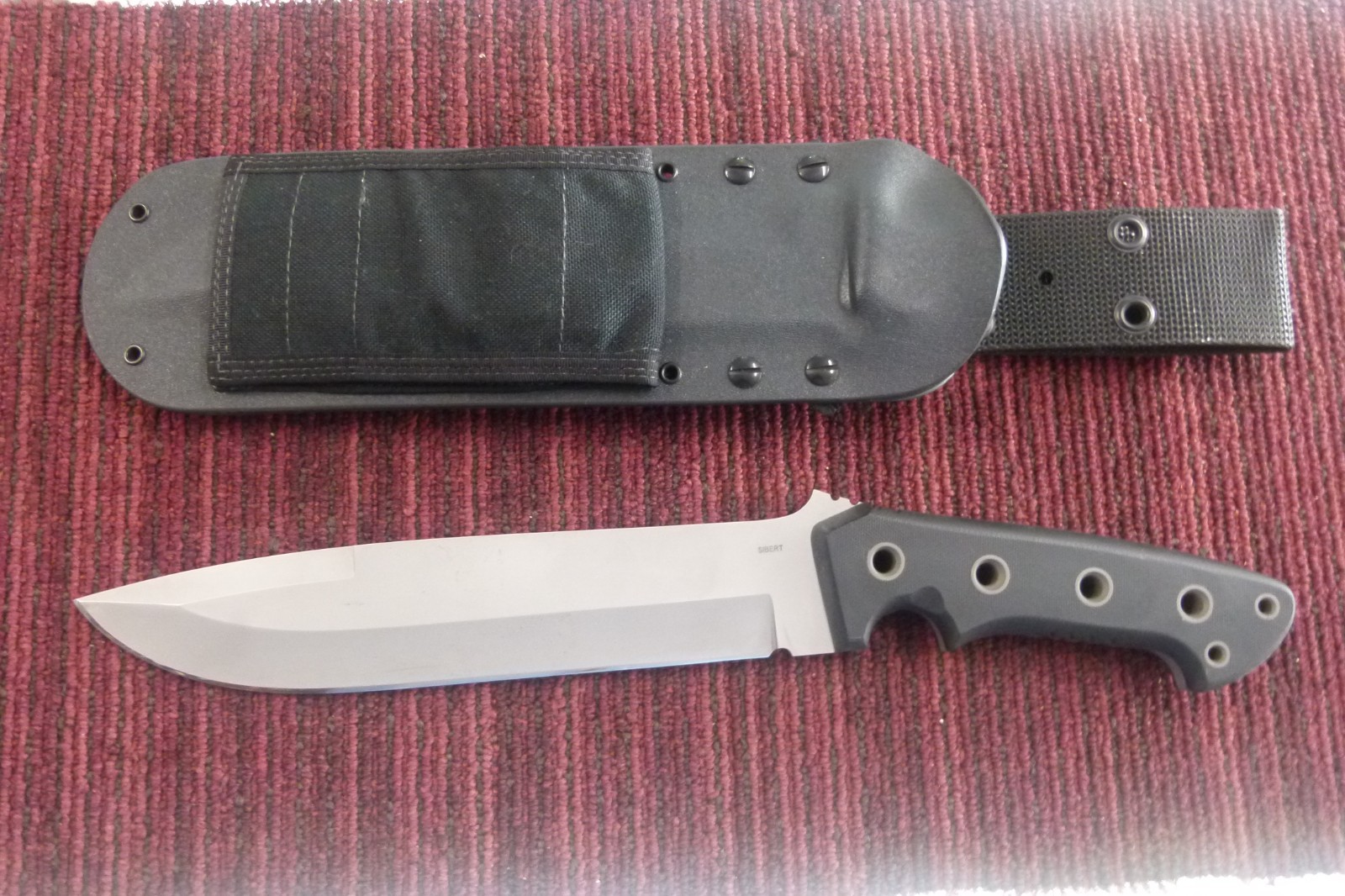 SHANE SIBERT EARLY PRODUCTION LARGE FIXED BLADE KNIFE WITH SHEATH NEW