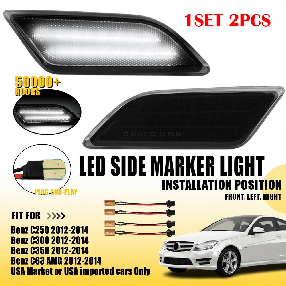 2-20X Front Side Marker White LED Lights Lamp For 12-14 Benz W204 C250 C300 C350