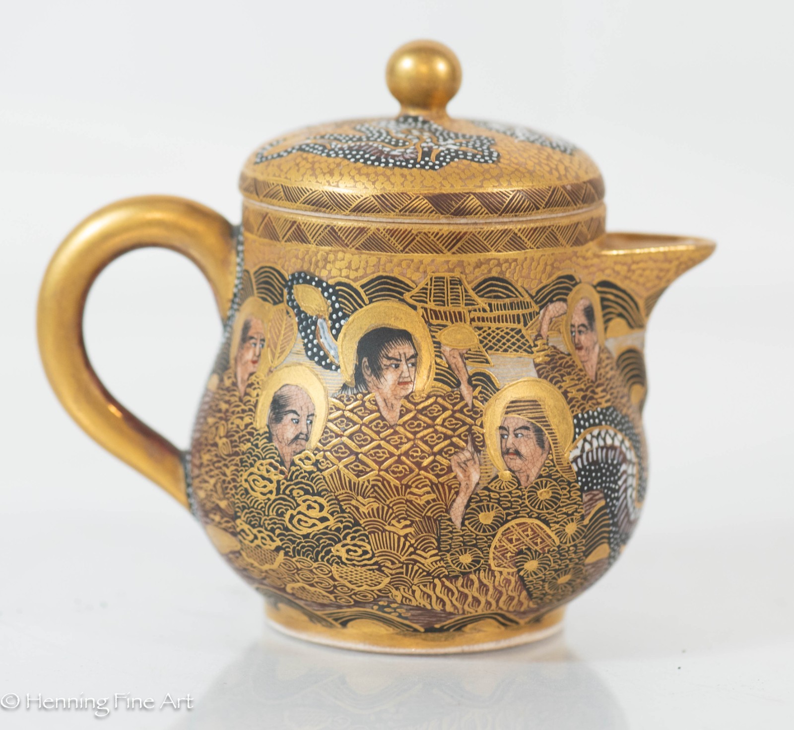 Stunning Antique Satsuma Dragon Creamer Gold Meiji Period Fine & Rare