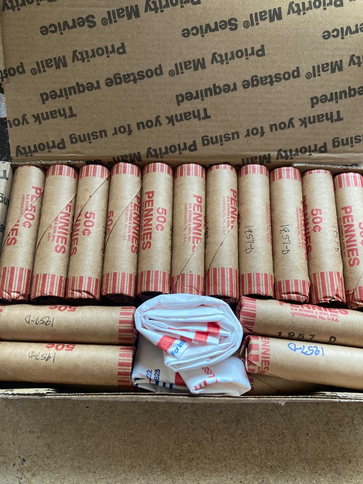 1957-D LINCOLN WHEAT CENT PENNY 30 ROLLS (1,500 coins)  nice condition