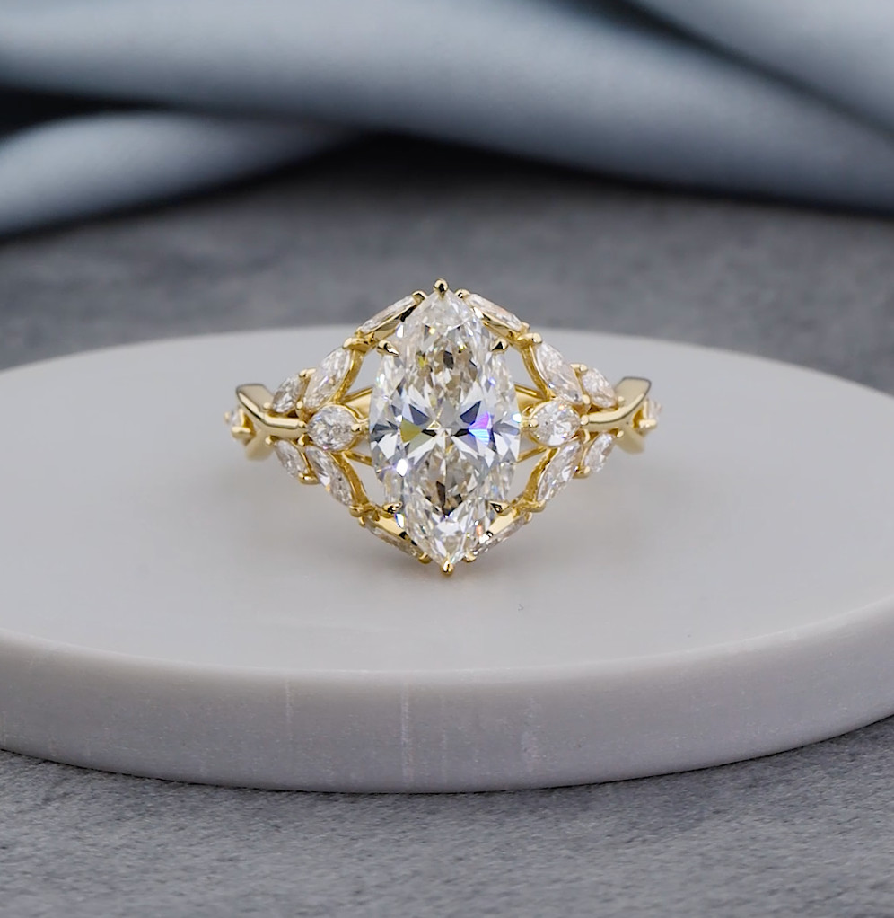 3.32 CT Marquise Cut Lab-Grown Diamond Ring ,E VS1 IGI Certified,Gift For Her