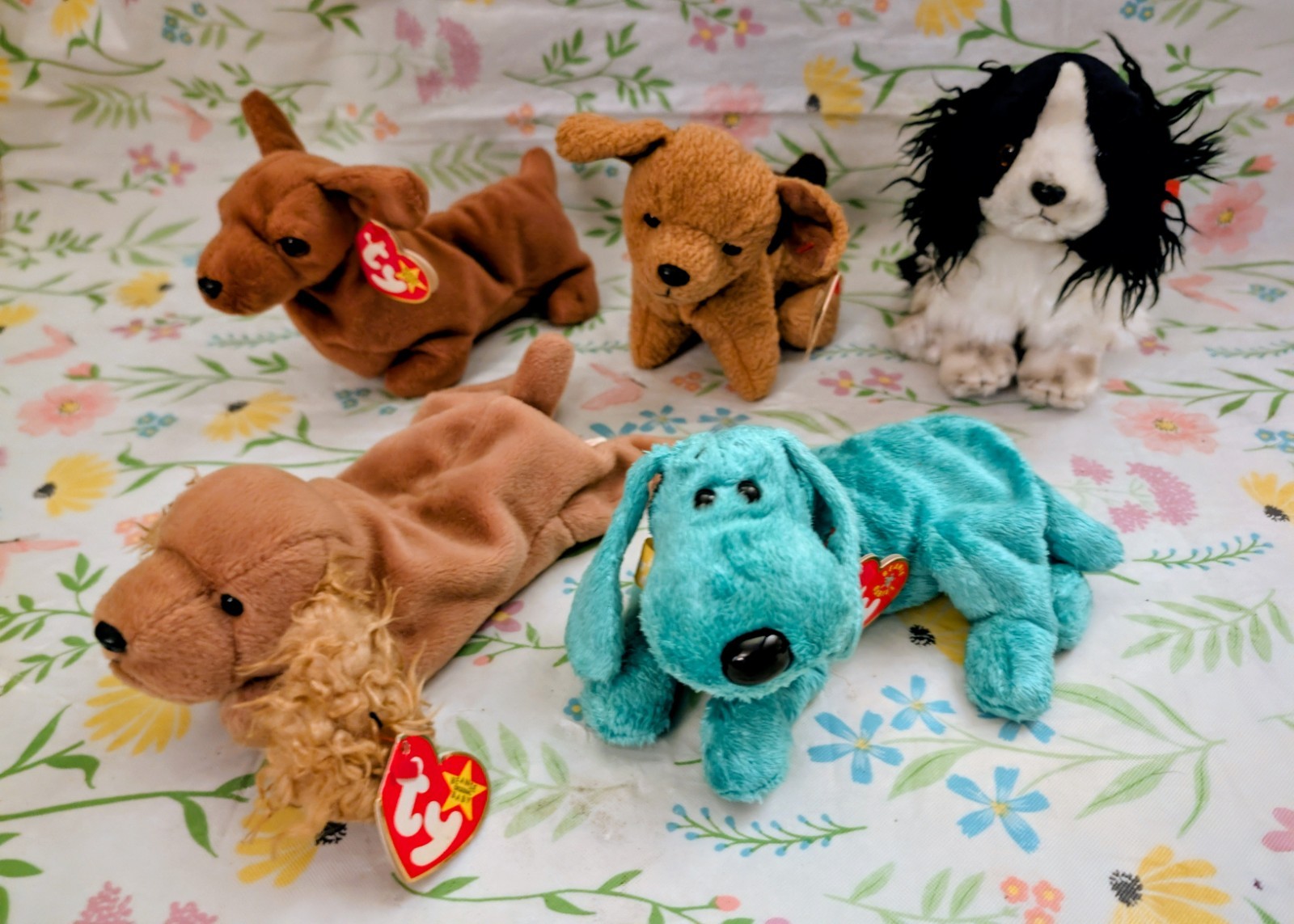 Ty Beanie Baby Dog Lot of 5 Diddley Spunky Frolic Weenie Tuffy