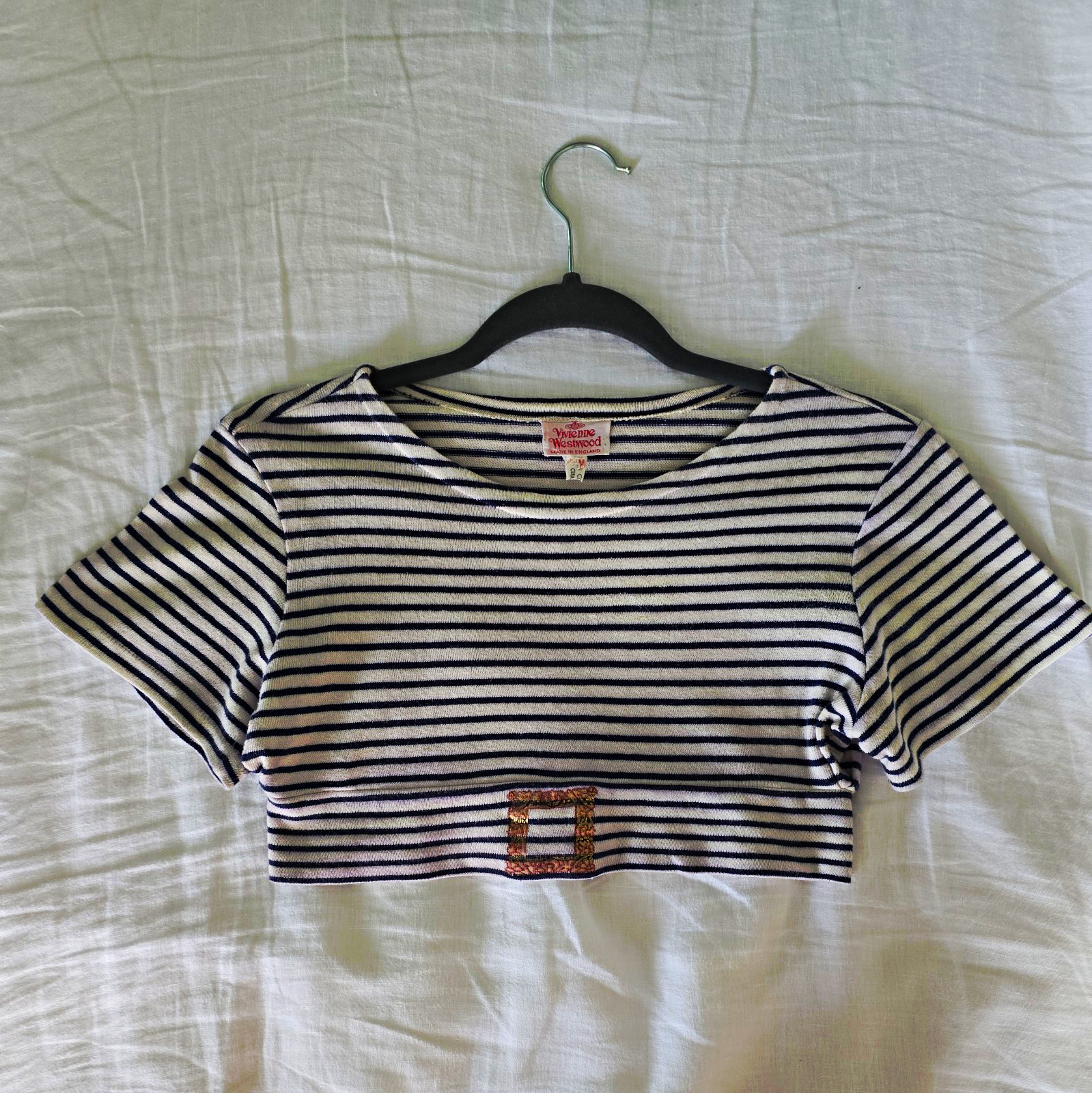 Vivienne Westwood Vintage S/S 1989 \'Civilizade\' Striped Frame Print Crop Top O/S Vivienne Westwood Vintage S/S 1989 \'Civilizade\' Striped Frame Print Crop Top O/S