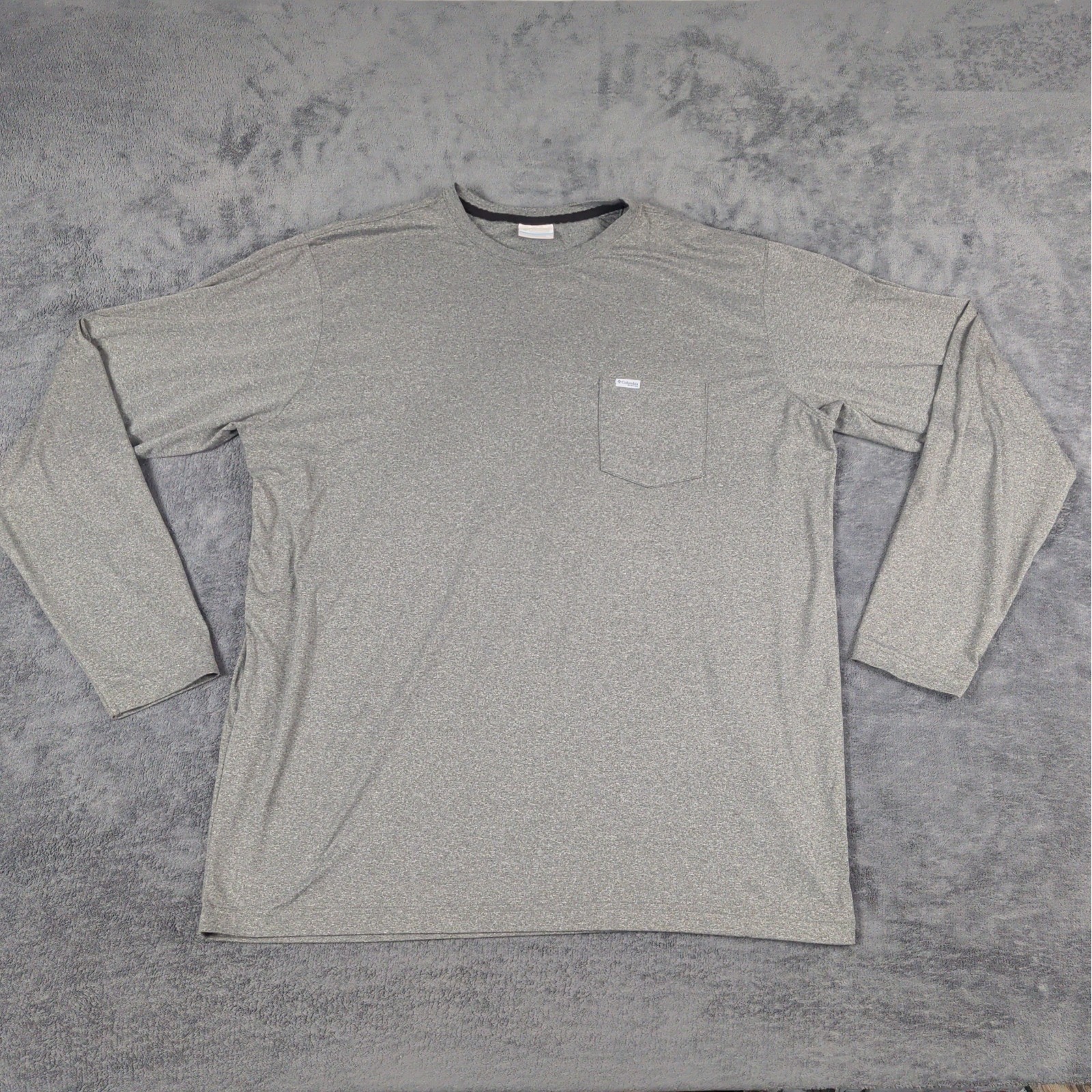 Columbia PFG Mens XL Gray  Long Sleeve Crew Neck Polyester Pocket Tee