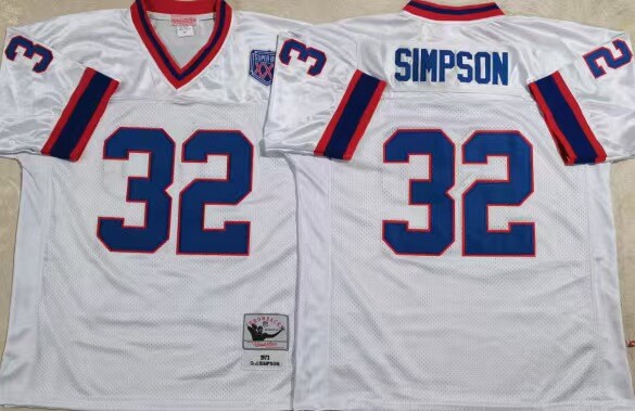 Vintage O.J. Simpson #32 Bills Throwback White/Blue Stitched Jersey**