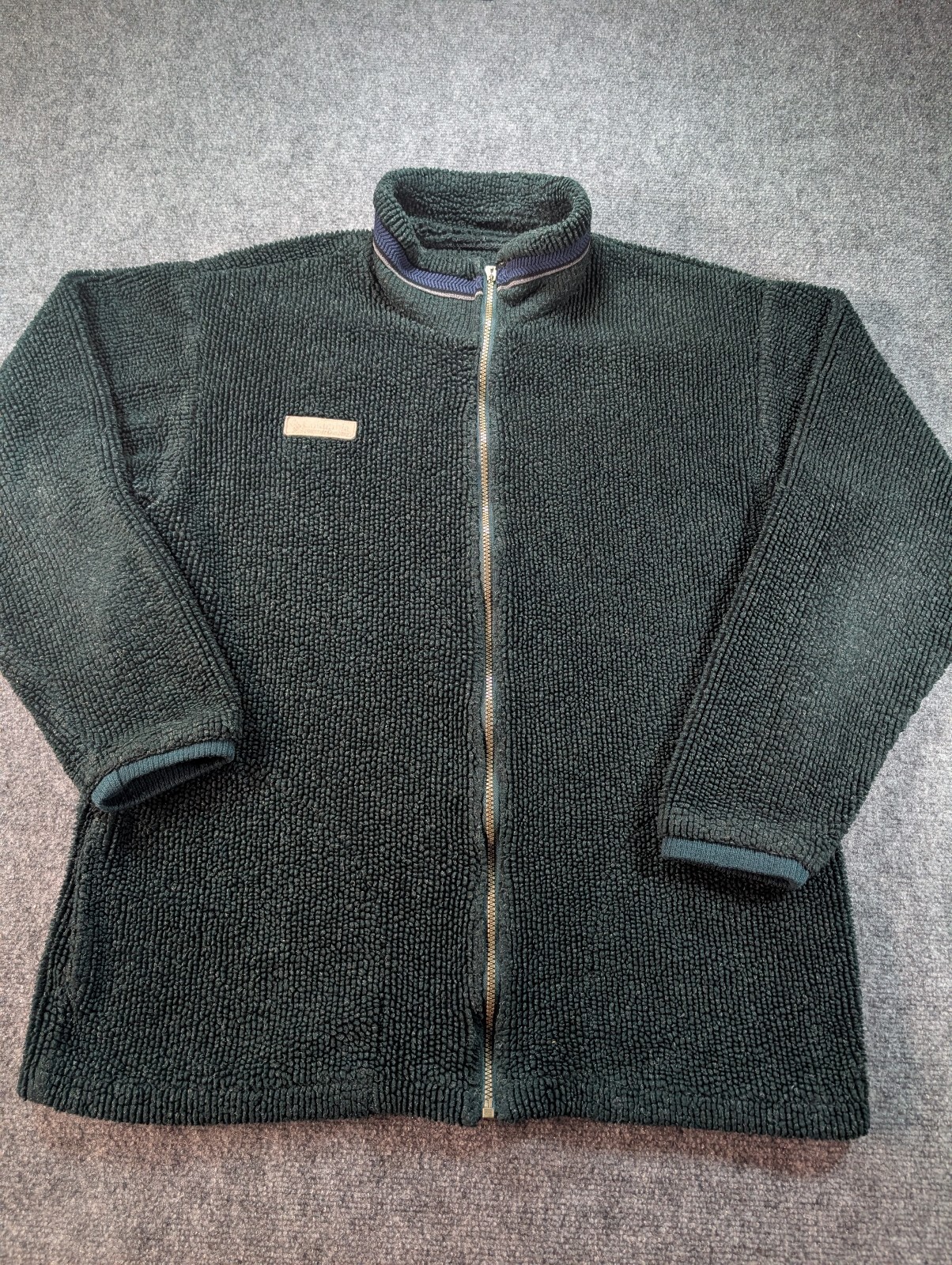 Vintage Dark Green Columbia Deep Pile Fleece Full Zip Jacket Made in USA Large