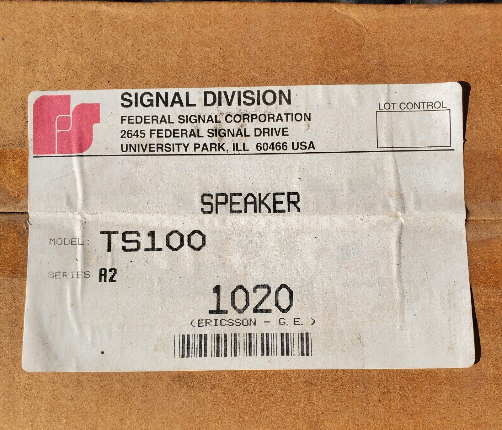 NOS Federal Signal Corporation TS100 A2 100 Watt Siren Speaker New Open Box.