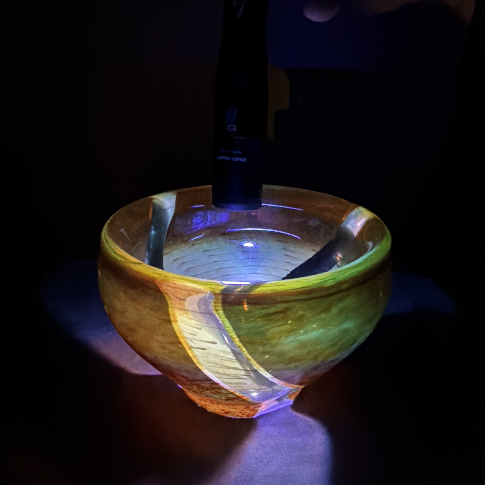 VTG Murano Uranium Art Glass Bowl Latticino Filigree Swirl MCM Italy