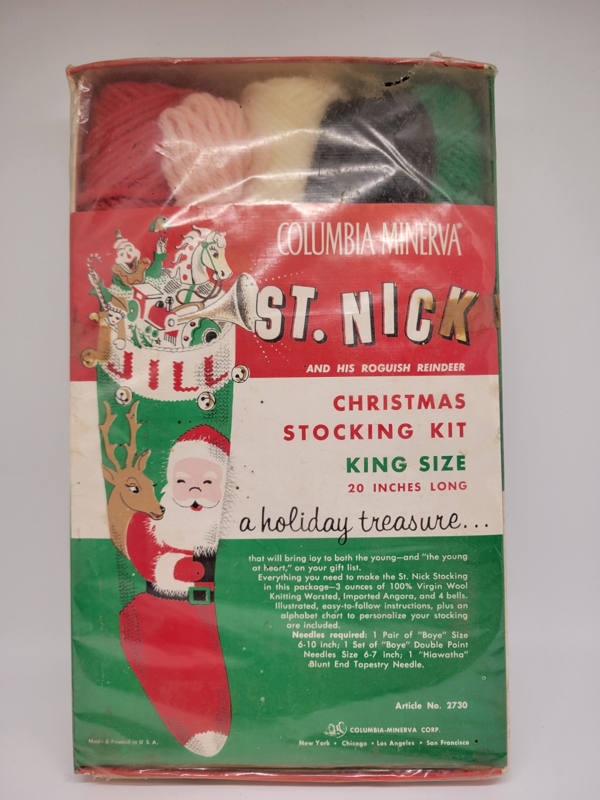 Vintage Columbia Minerva St. Nick And His Roguish Reindeer Stocking Kit 20 Vintage Columbia Minerva St. Nick And His Roguish Reindeer Stocking Kit 20