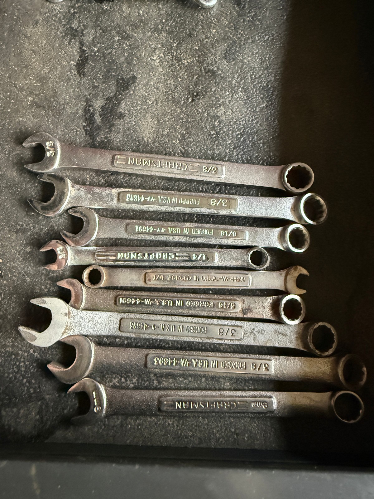 Lot Of (9) Standard & Metric Made In The USA Vintage Craftsman Wrenches