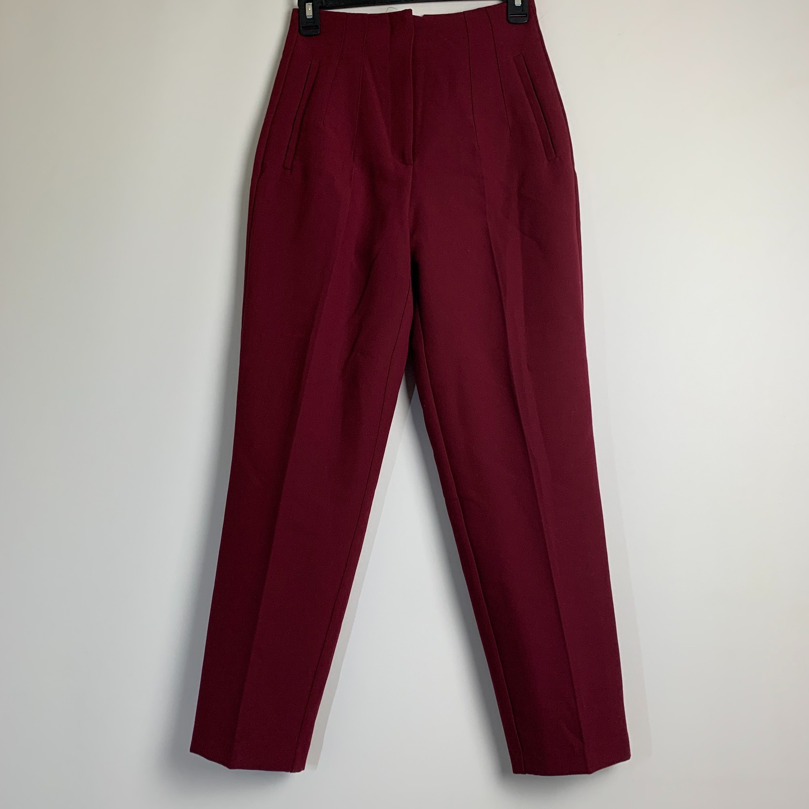 ZARA High Waist Pleated Pants Womens Size SMALL (24x26.5) Burgundy Trousers NWT ZARA High Waist Pleated Pants Womens Size SMALL (24x26.5) Burgundy Trousers NWT