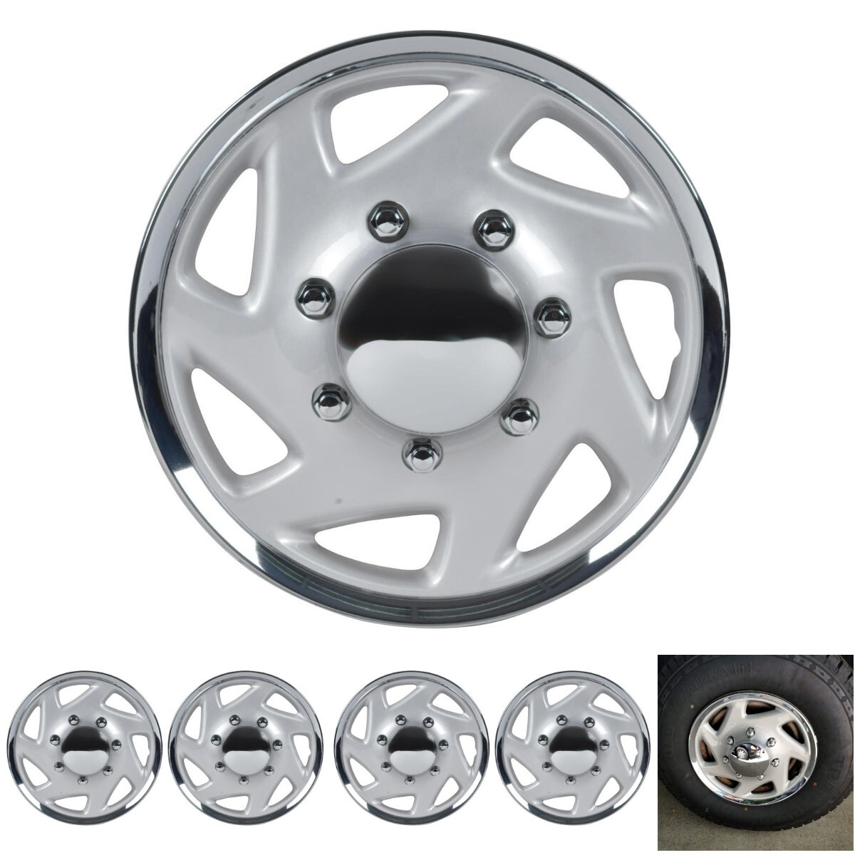 BDK Premium Wheel Cover 16 inch Hubcaps set of 4 Ford Econoline E & F - Series