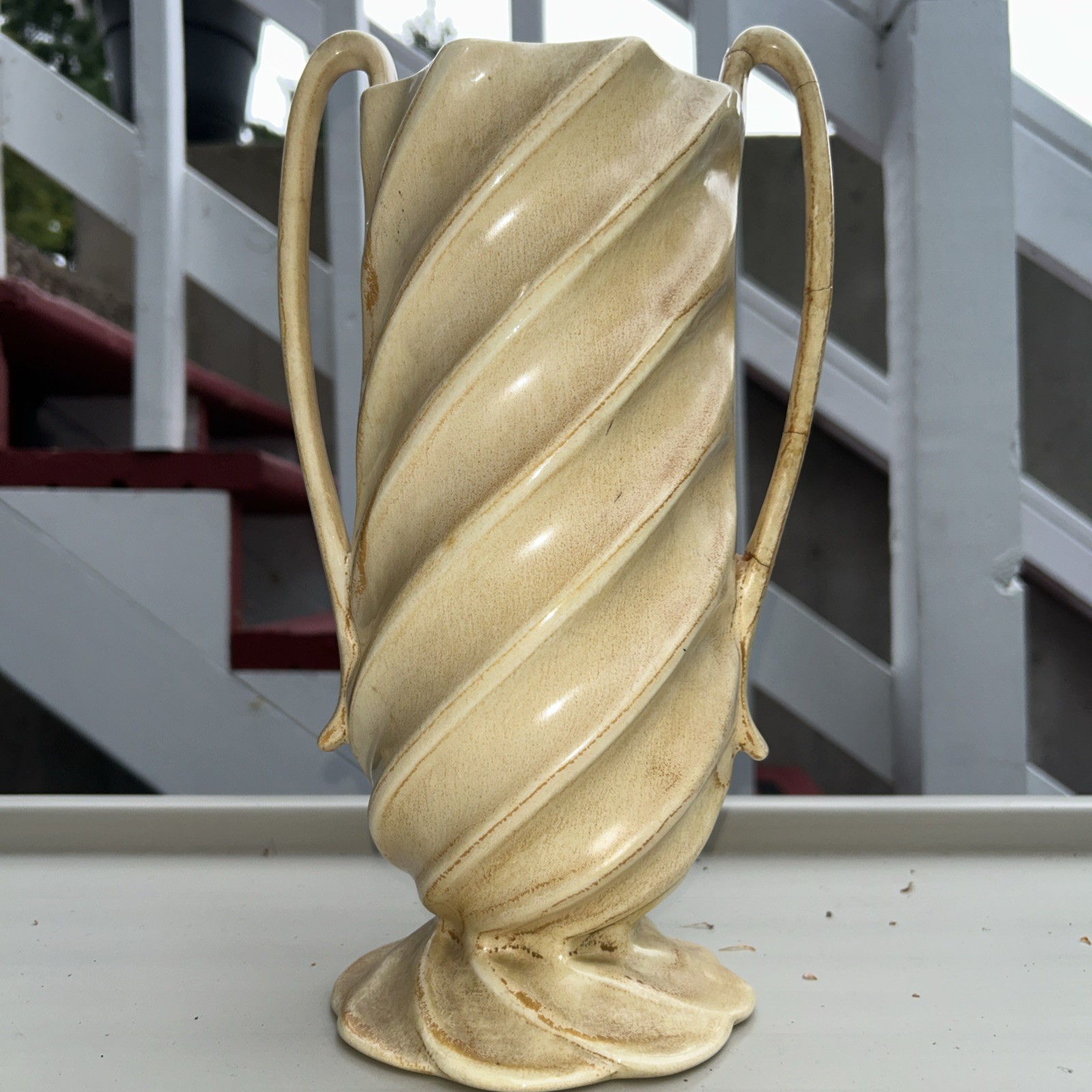 Vintage Red Wing M-1460 Ribbon Vase Charles Murphy Gold Brown