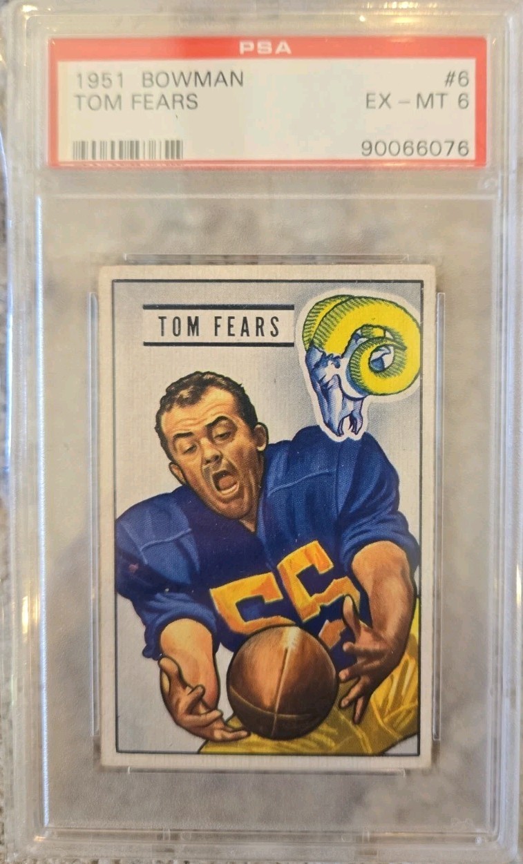 1951 Bowman #6 Tom Fears Rams HOF UCLA / Santa Clara PSA 6 - EX/MT 1951 Bowman #6 Tom Fears Rams HOF UCLA / Santa Clara PSA 6 - EX/MT