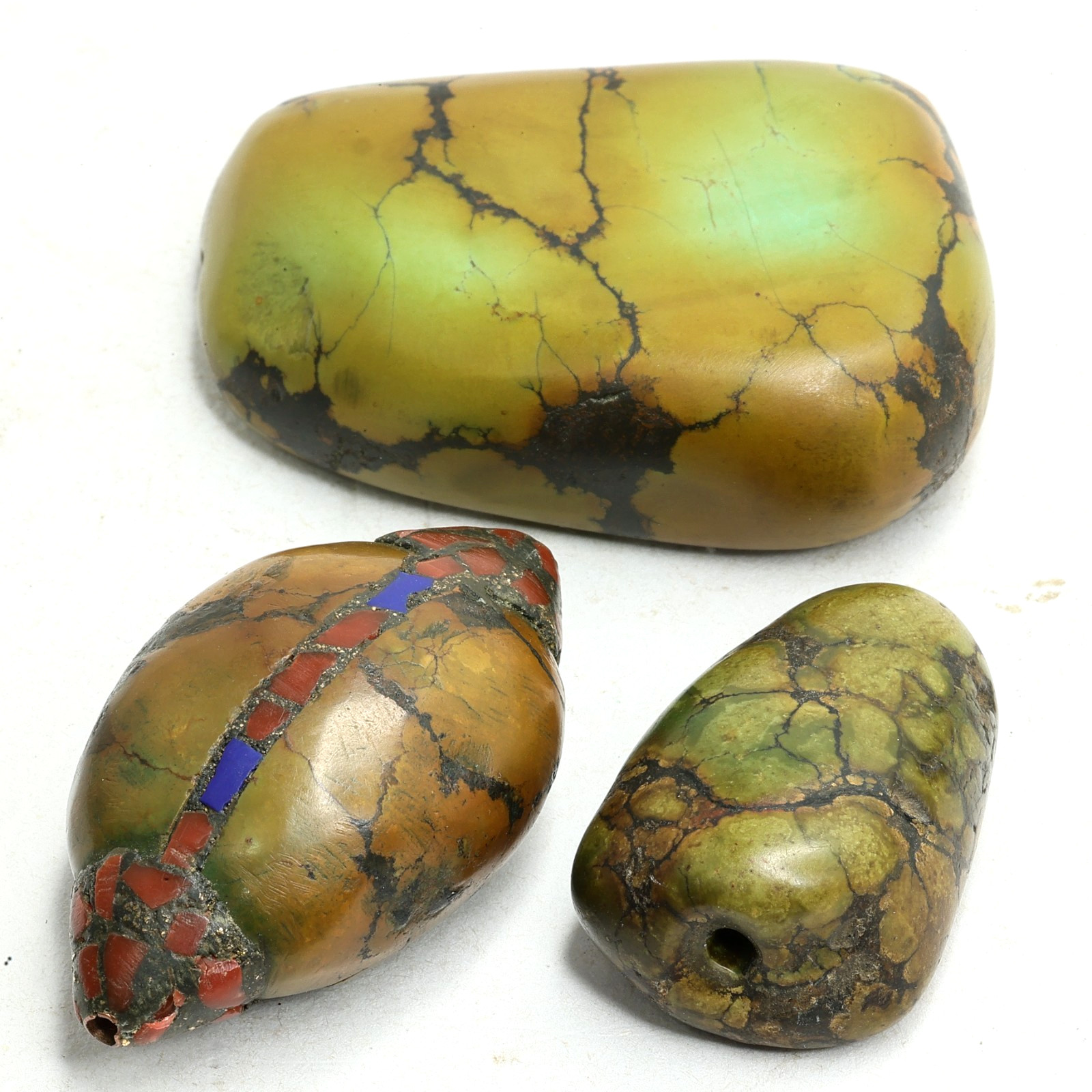 Old Tibet Natural Turquoise Loose Gemstone Lot 75g Antique Buddhist Amulet Talis