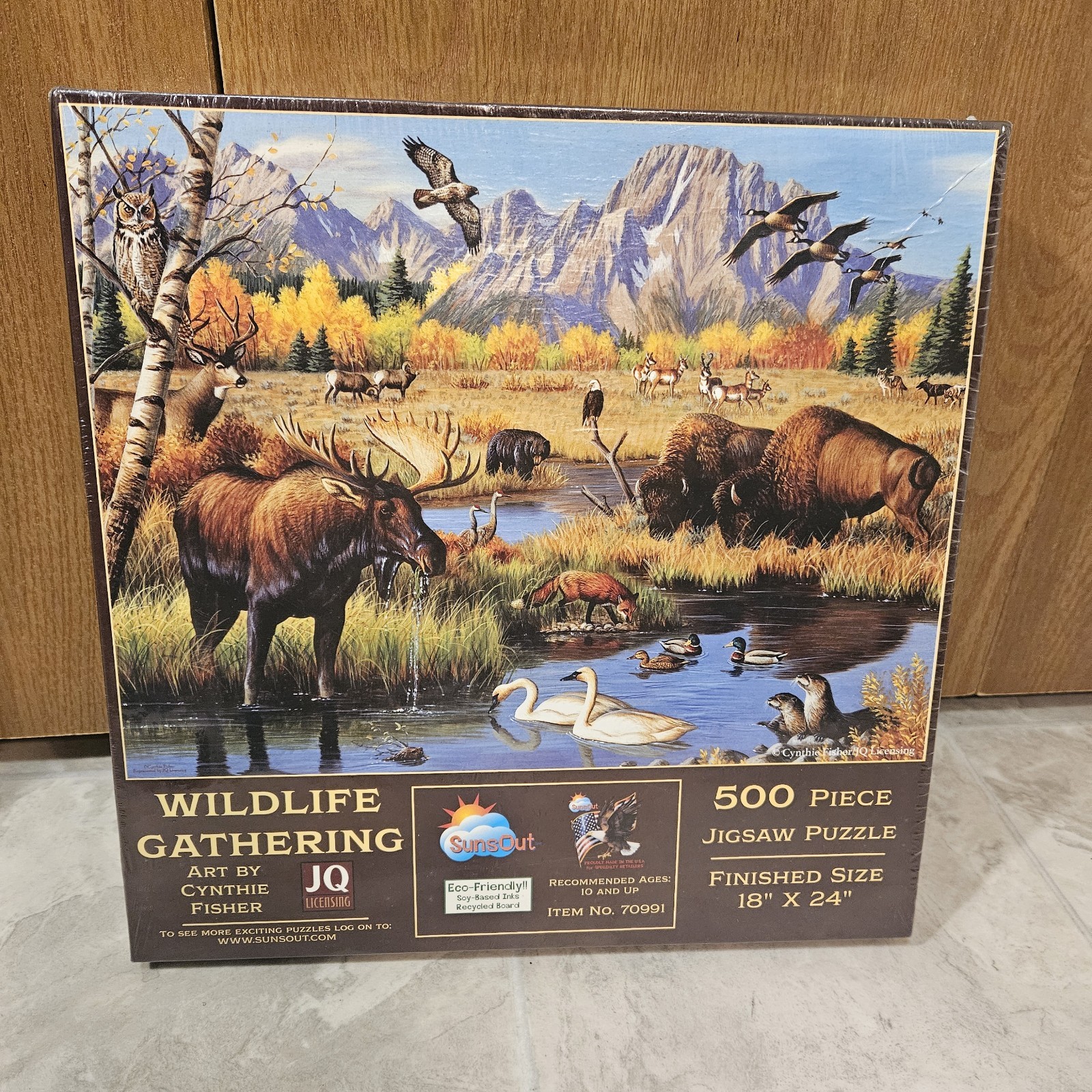 SunsOut Wildlife Gathering 500 Piece Jigsaw Puzzle Cynthie Fisher 70991 Sealed