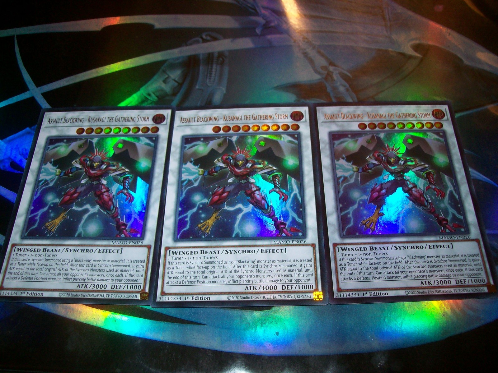 3x Assault Blackwing - Kusanagi the Gathering 1st Edition Ultra Rare MAMO-EN026 3x Assault Blackwing - Kusanagi the Gathering 1st Edition Ultra Rare MAMO-EN026