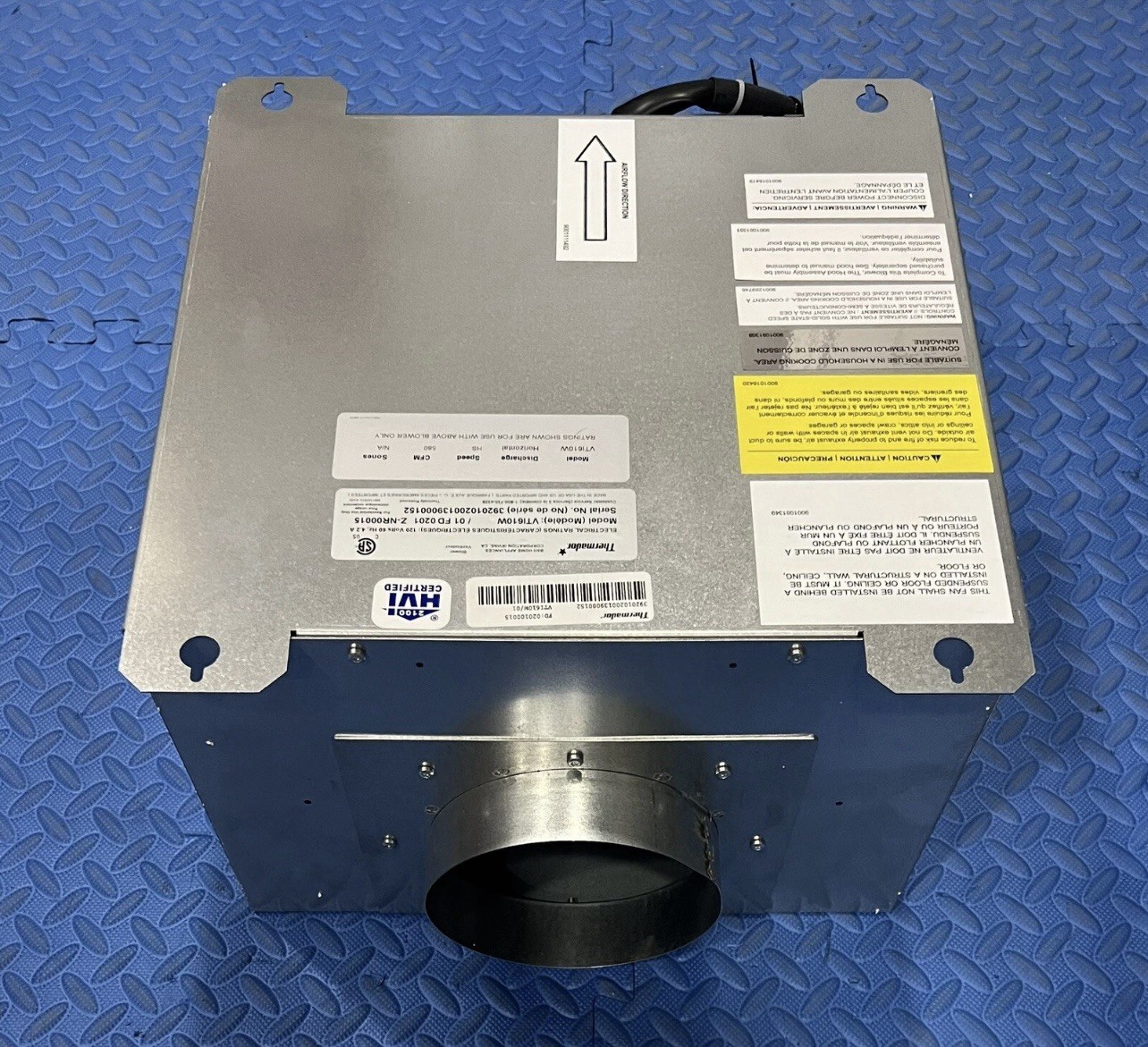 THERMADOR 600cfm INLINE BLOWER #VTI610W (VTI1FZ) FOR HOOD VENTS, C-pics & desc THERMADOR 600cfm INLINE BLOWER #VTI610W (VTI1FZ) FOR HOOD VENTS, C-pics & desc