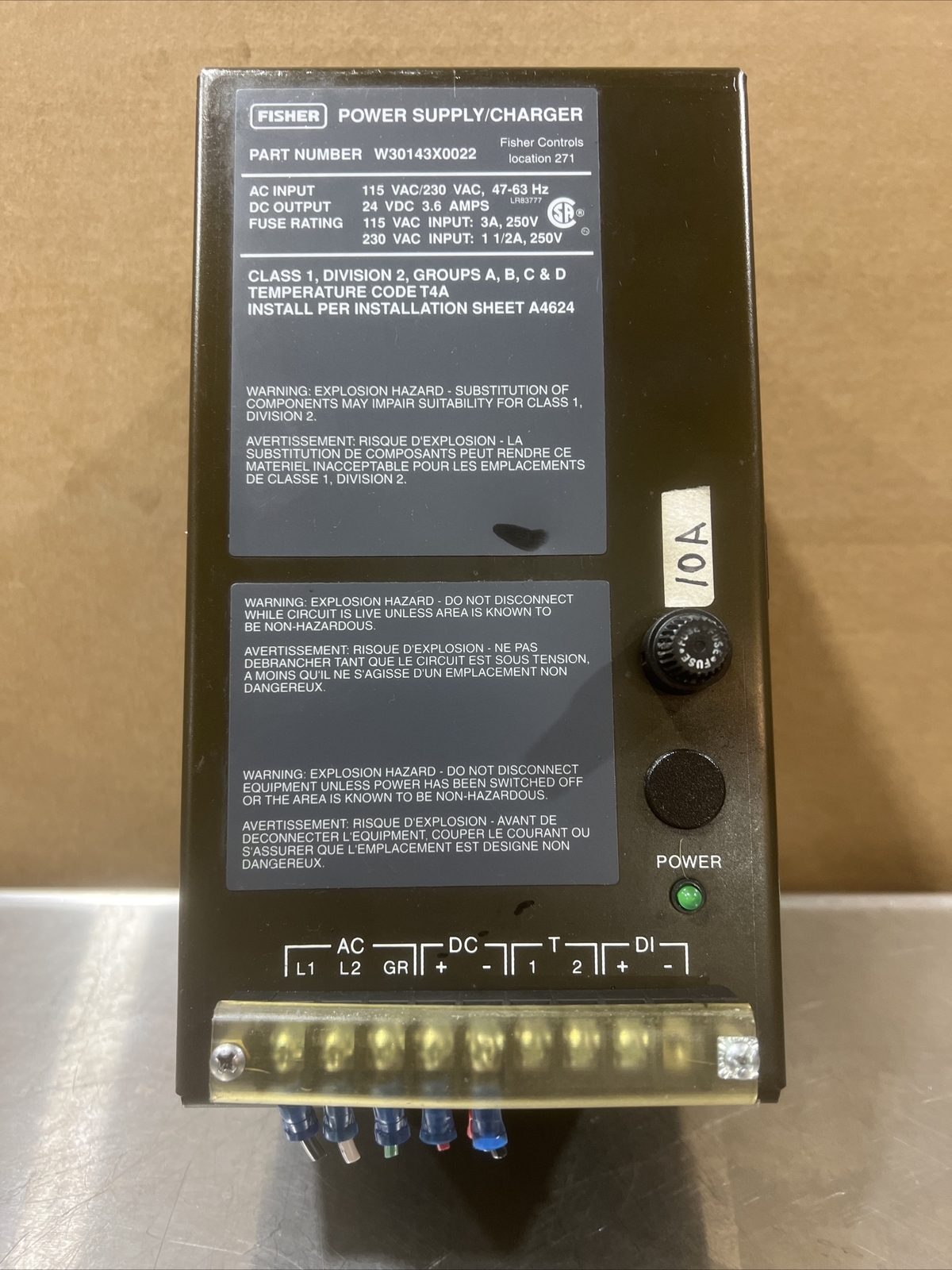 Fisher Part Number W30143X0022 Power Supply/Charger Used Surplus