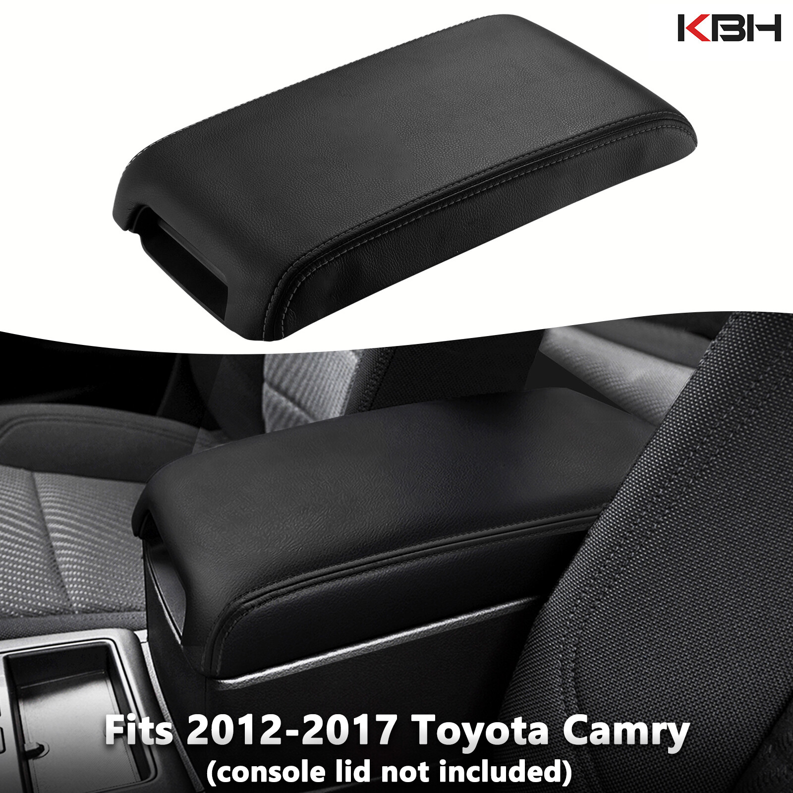Fits 2012-2017 Toyota Camry Leather Center Console Lid Armrest Cover Trim Black Fits 2012-2017 Toyota Camry Leather Center Console Lid Armrest Cover Trim Black