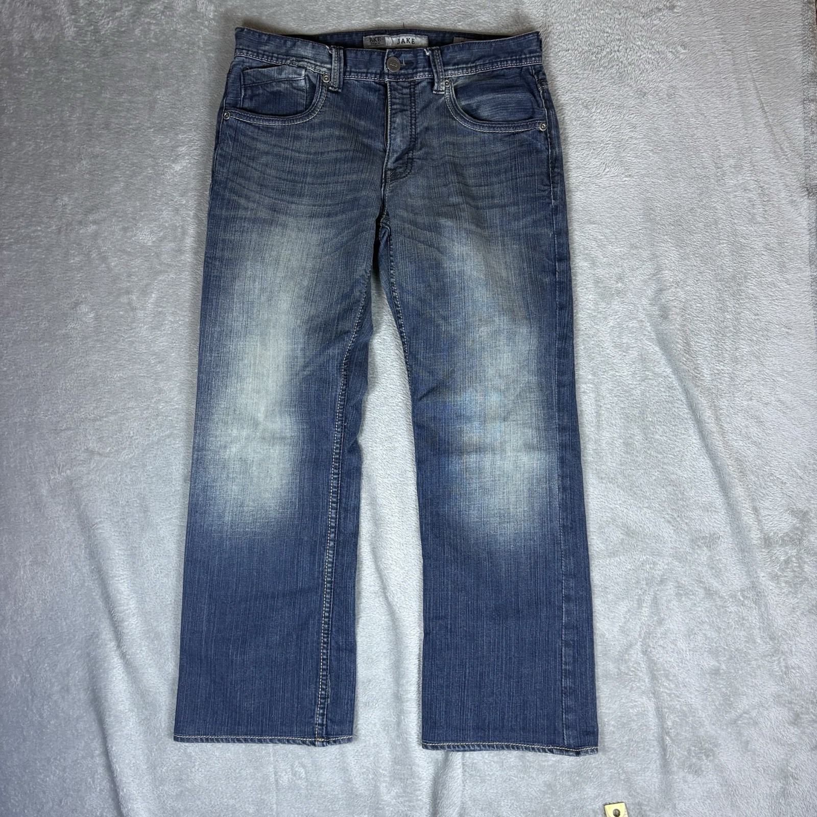 BKE Buckle Jean Jake Straight Leg Men 32 Dark Wash Thick Stitch Blue Denim BKE Buckle Jean Jake Straight Leg Men 32 Dark Wash Thick Stitch Blue Denim