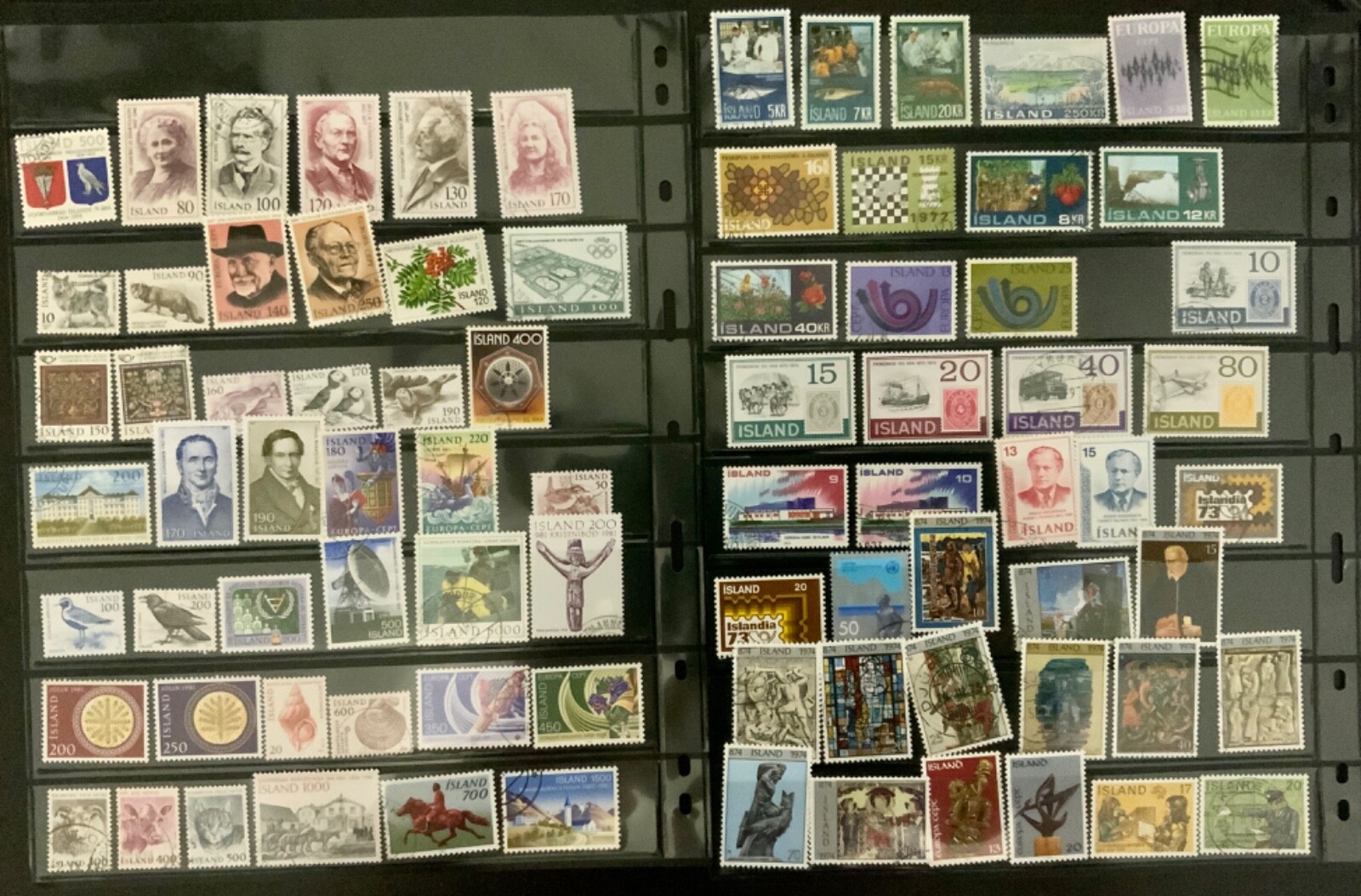 [OOS] Iceland #240/960 #B7/B24 #C21/C31 1944-2002 Collection on Black Pages