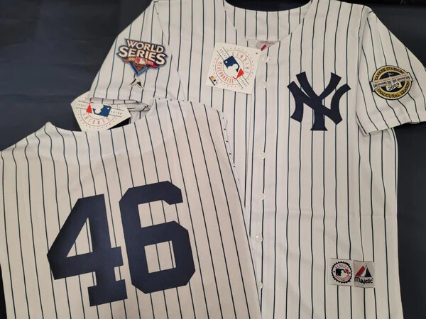 Majestic 2009 World Series New York Yankees JETER RODRIGUEZ Sewn JERSEY WHITE