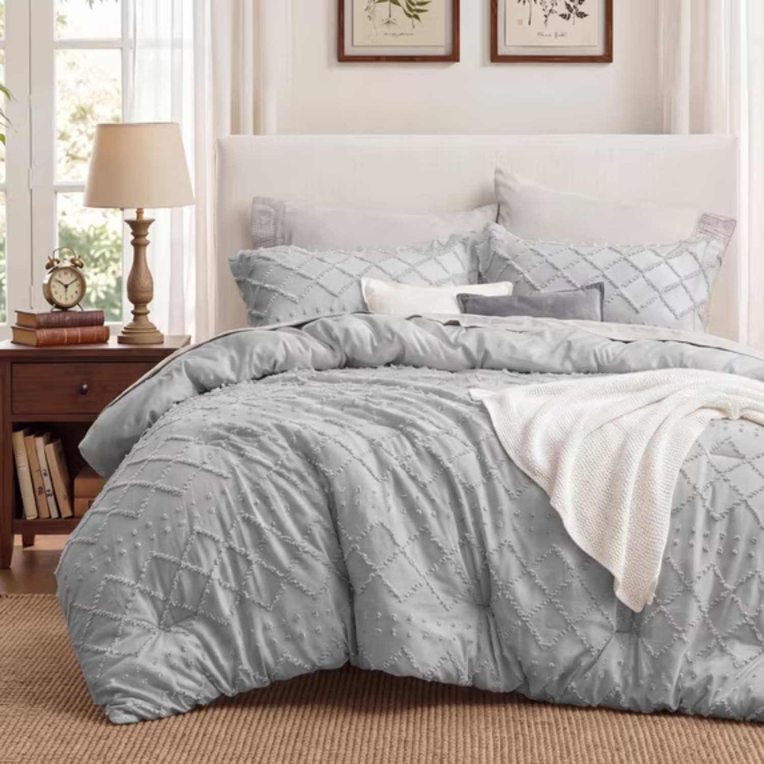 U by Bedsure Queen Comforter Set, Boho Tufted Embroidered Design, Reversible