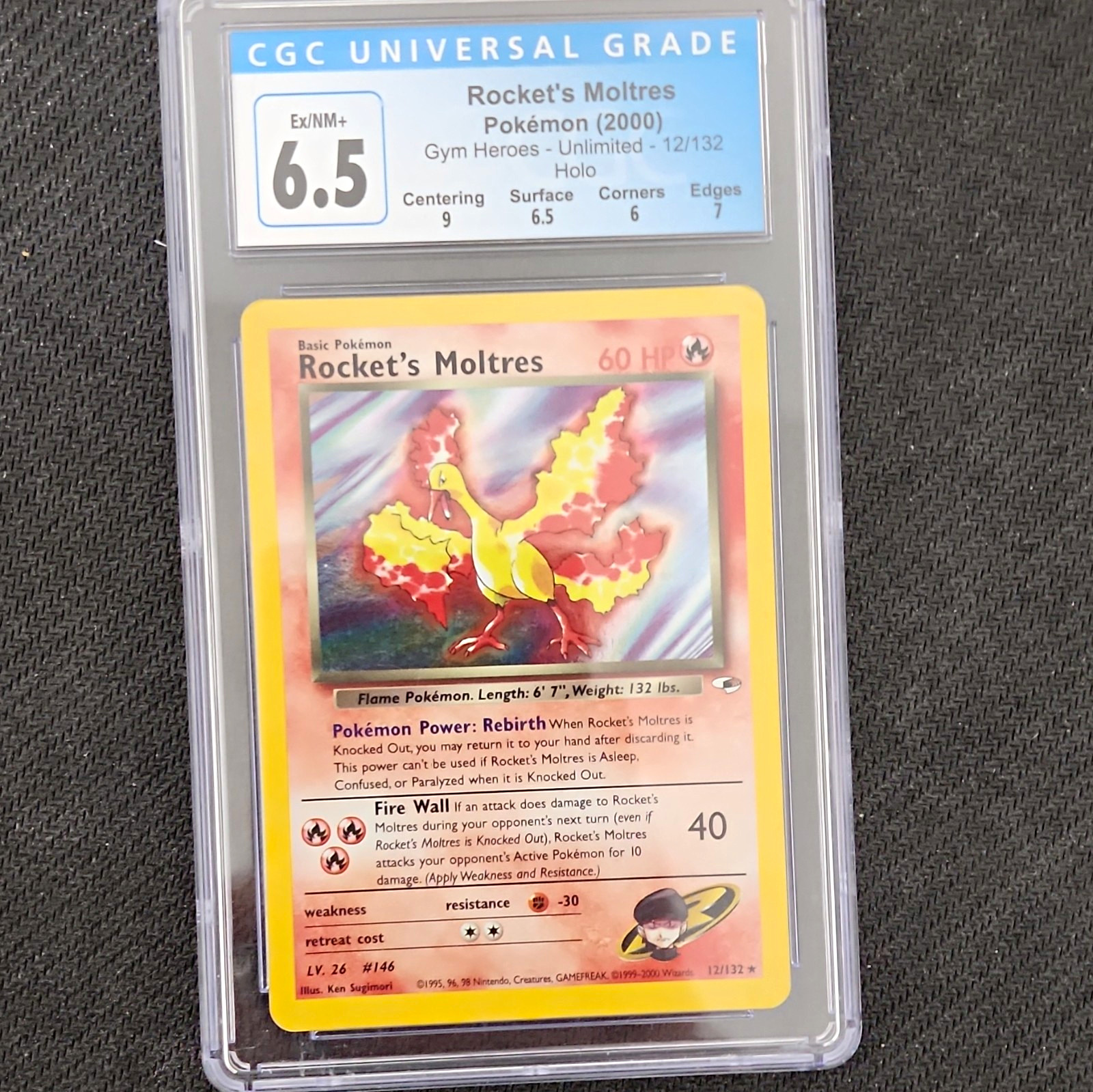 CGC 6.5 Rocket\'s Moltres 12/132 Holo Rare 2000 Gym Heroes English CGC 6.5 Rocket\'s Moltres 12/132 Holo Rare 2000 Gym Heroes English
