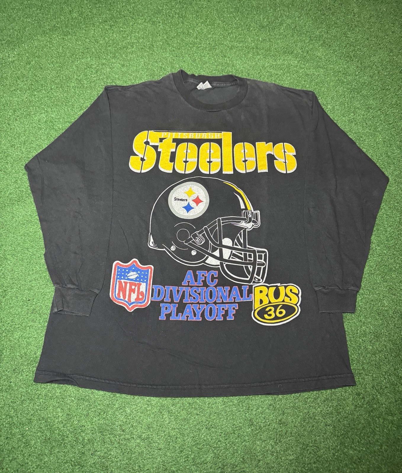 Steelers Vintage Long Sleeve T Shirt XL  NFL 90s  Bettis The Bus Pittsburgh