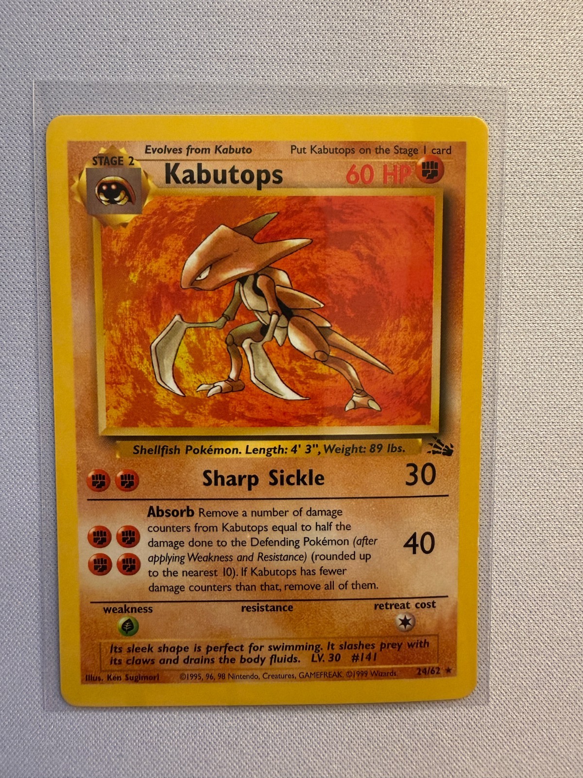 Kabutops 24/62 Fossil Unlimited Non-Holo Rare Pokemon Card Vintage WOTC 1999 Kabutops 24/62 Fossil Unlimited Non-Holo Rare Pokemon Card Vintage WOTC 1999