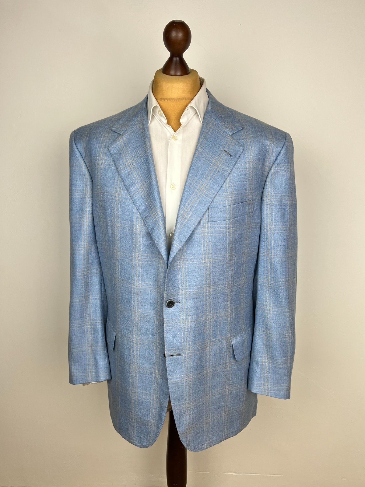 BRIONI Plaid Sky-Blue Pure Wool&Silk Classic-Fit Sport Coat 49US\\59IT BRIONI Plaid Sky-Blue Pure Wool&Silk Classic-Fit Sport Coat 49US\\59IT