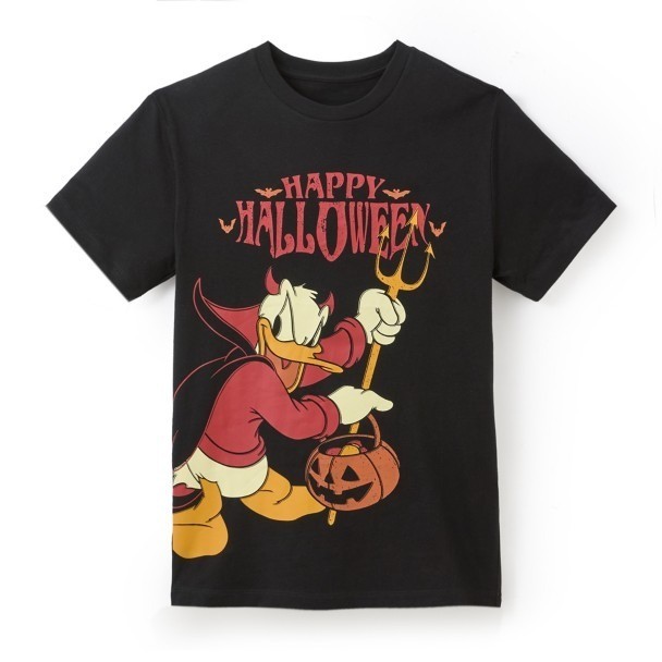 Donald Duck Happy Halloween T-Shirt Devil Vampire Disney Graphic Tee Black