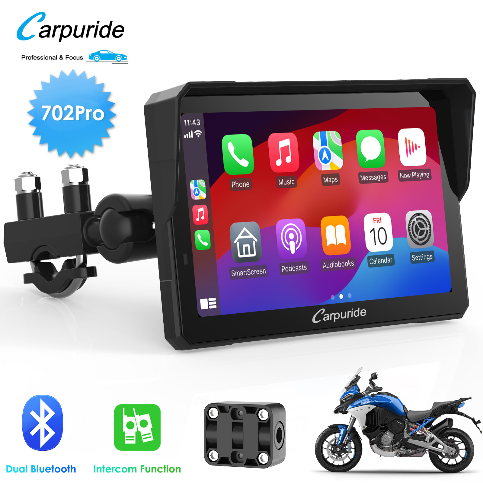 Carpuride W702Pro Wireless Carplay Android Auto Waterproof Touchscreen For Motor Carpuride W702Pro Wireless Carplay Android Auto Waterproof Touchscreen For Motor