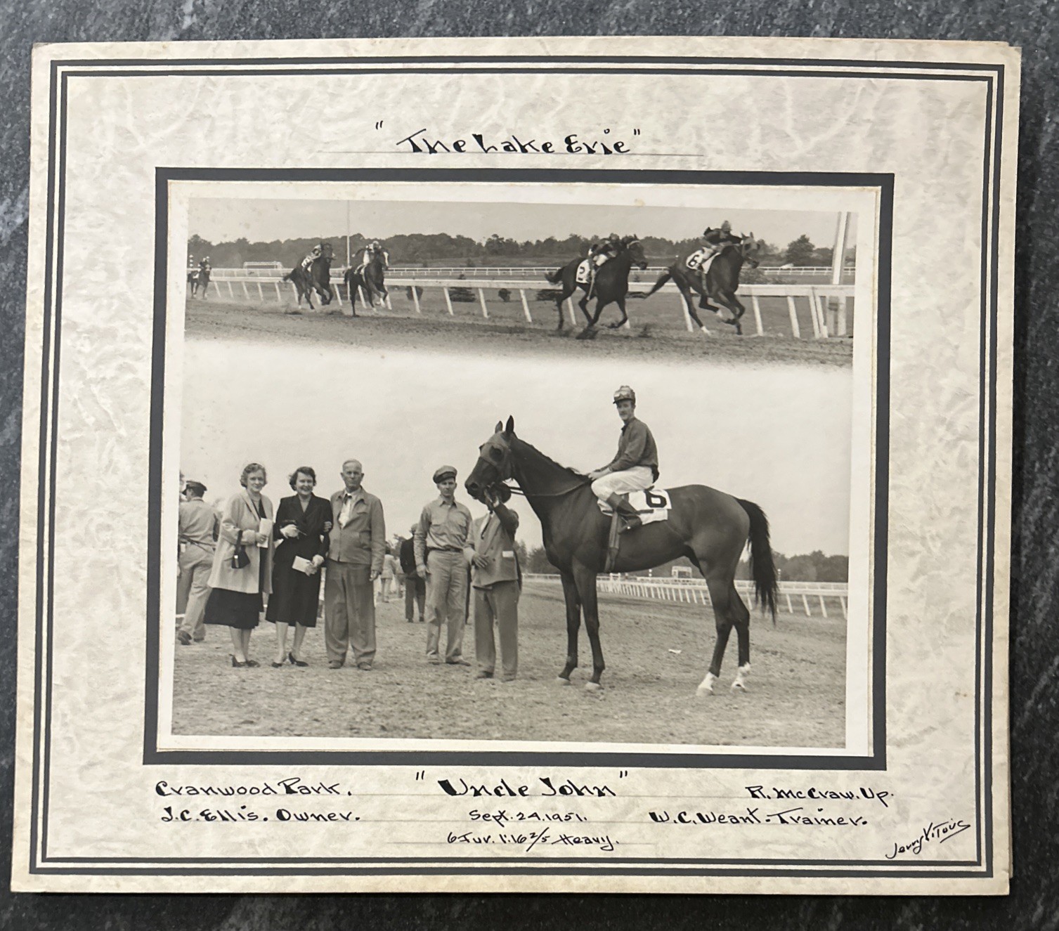 1951 Horse Racing WINNERS CIRCLE photo Cranwood Park Cleveland R McCraw Vitous