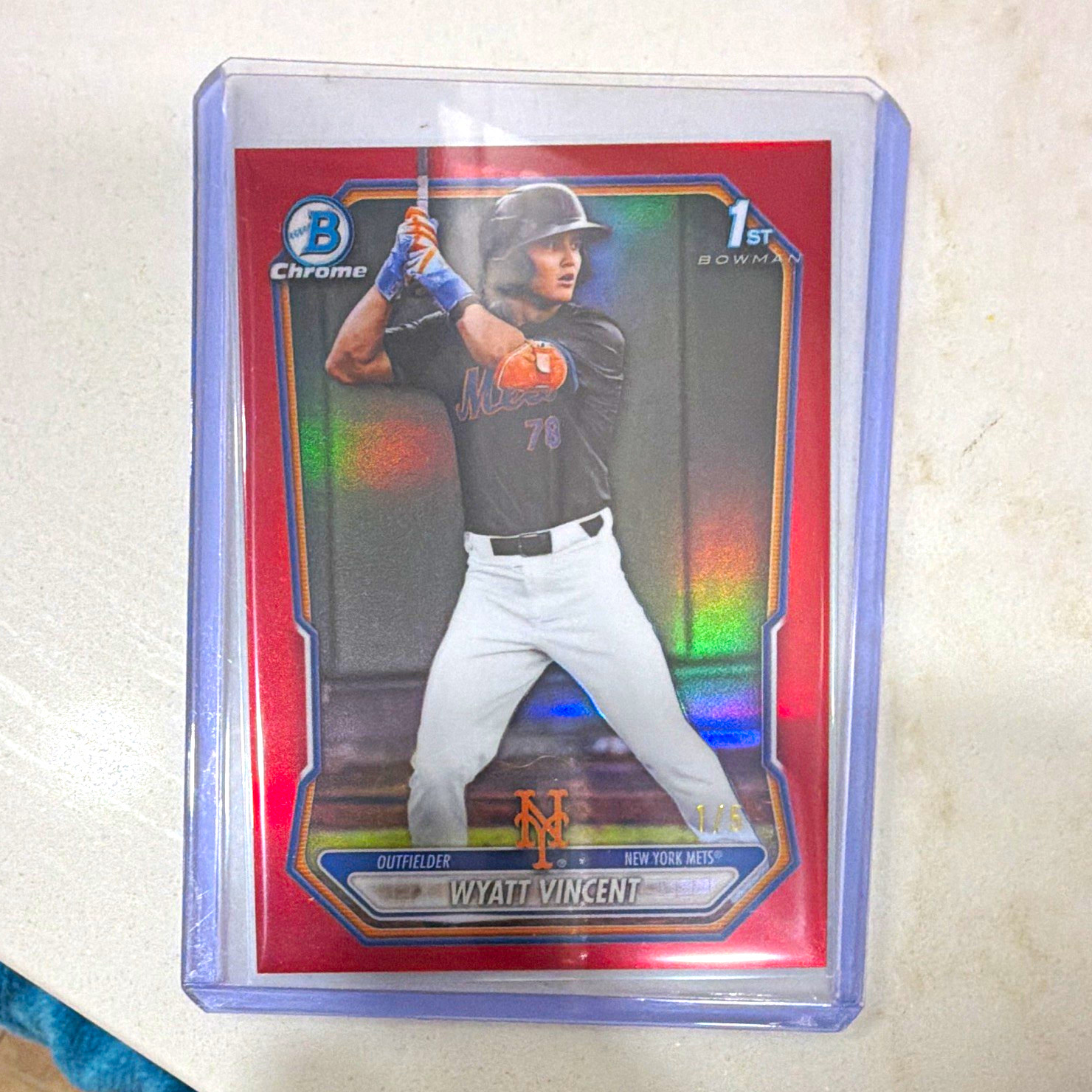 Topps 2024 Bowman Chrome 1st Bowman Wyatt Vincent Mets BCP-187 Red /5