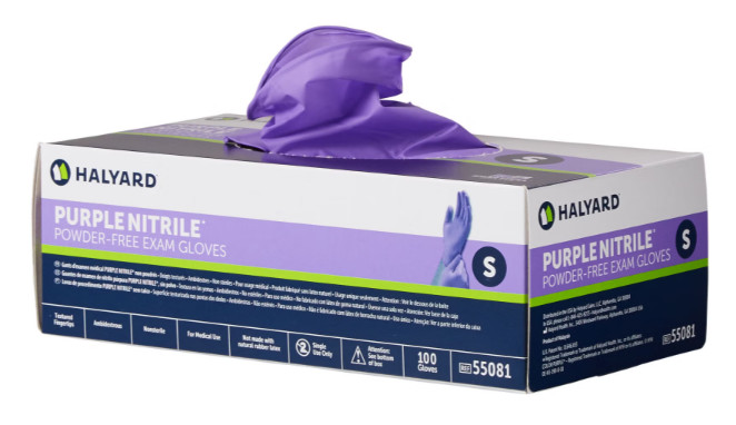 10 Boxes - HALYARD PURPLE Nitrile  Powder Free Exam Gloves - Sizes: S, M, L, XL