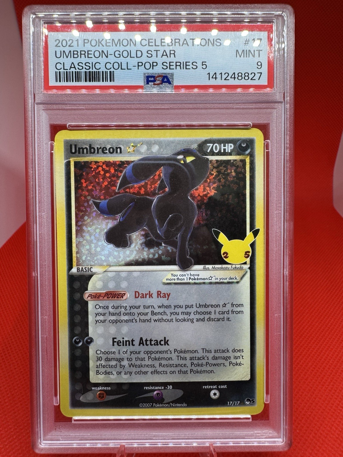 2021 POKÉMON CELEBRATIONS CLASSIC COLL #17 UMBREON-GOLD STAR PSA MINT 9 -Pokemon