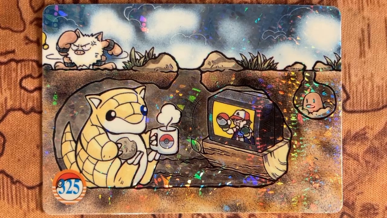 Sandshrew Primeape TV #325 Ice Holo Pokemon Vintage Vending Sticker -F1