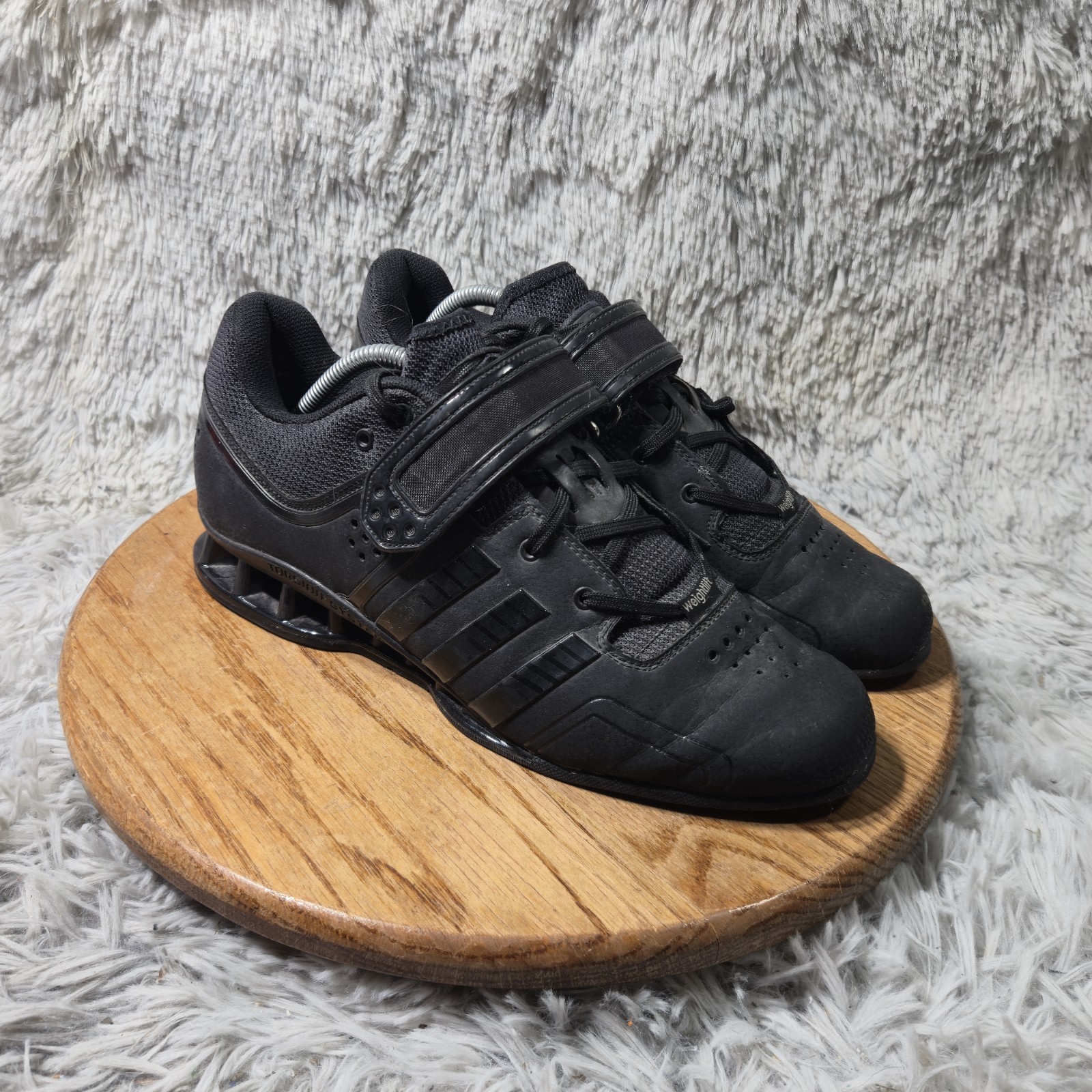 Adidas Adipower Weightlifting Gym Training Black Strap Sneaker Shoes Men Size 10
