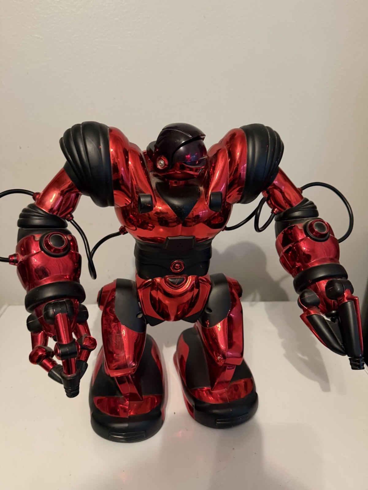 WowWee Robosapien Red Chrome Robot Tested Power On No Remote