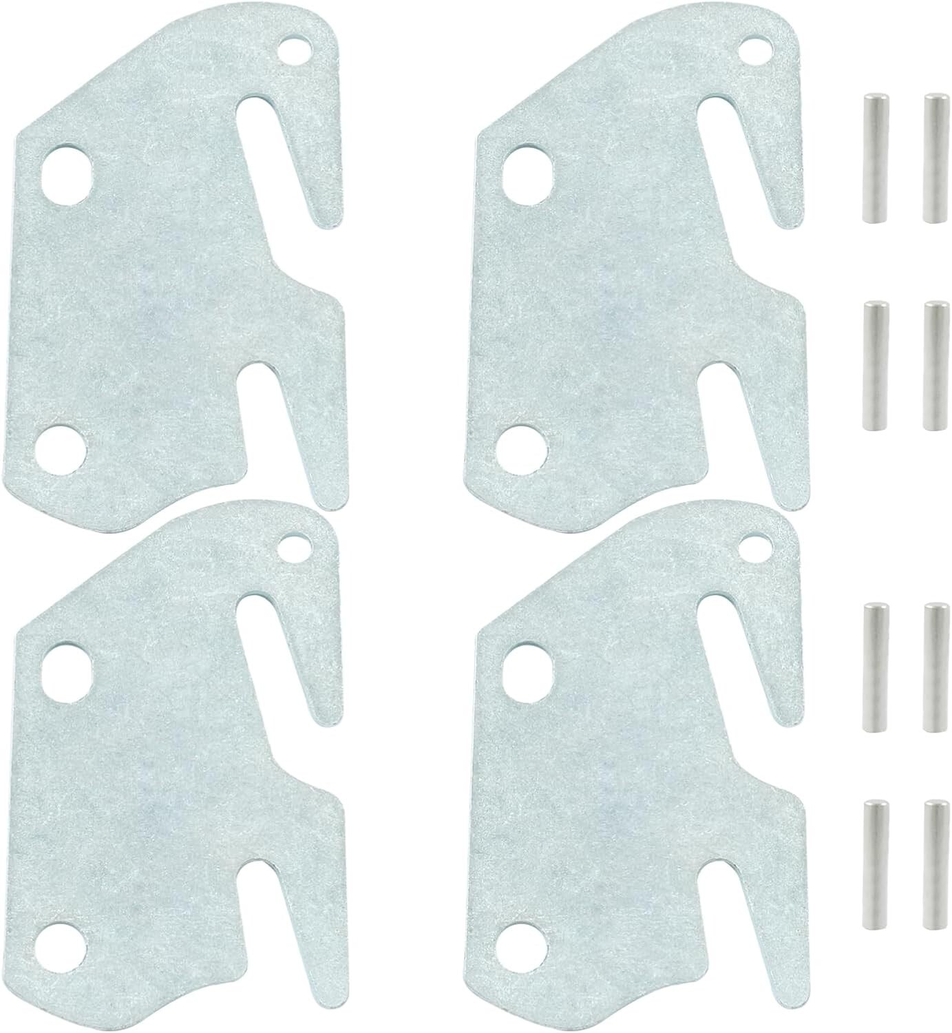 4 Pcs #10 Bed Frame Hooks Wooden Bed Rail Hook Plates with Pin Bed Rail Bracket