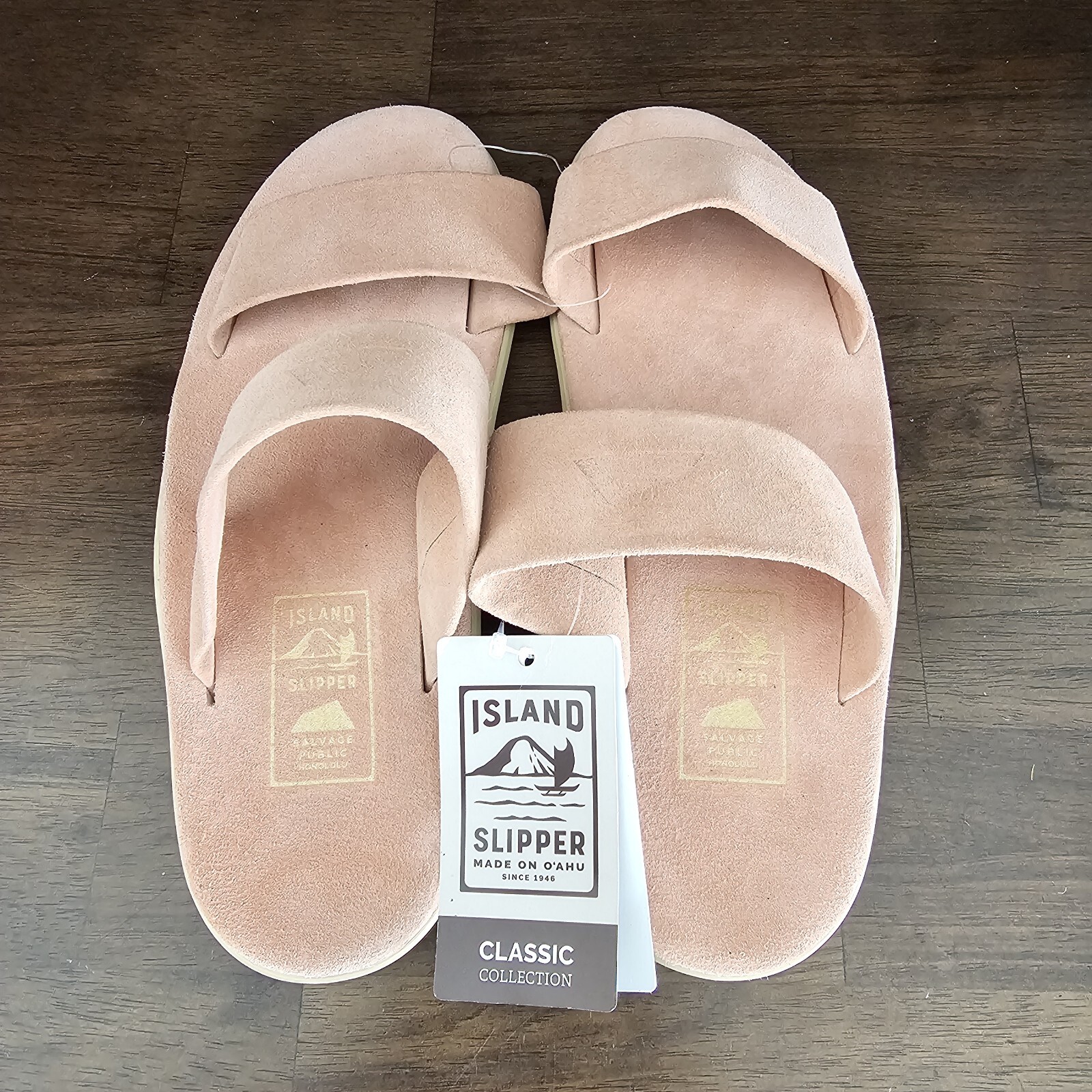 Island Slipper x Salvage Public Hawaii Sandals Pink Suede Slides Adult 12 NEW