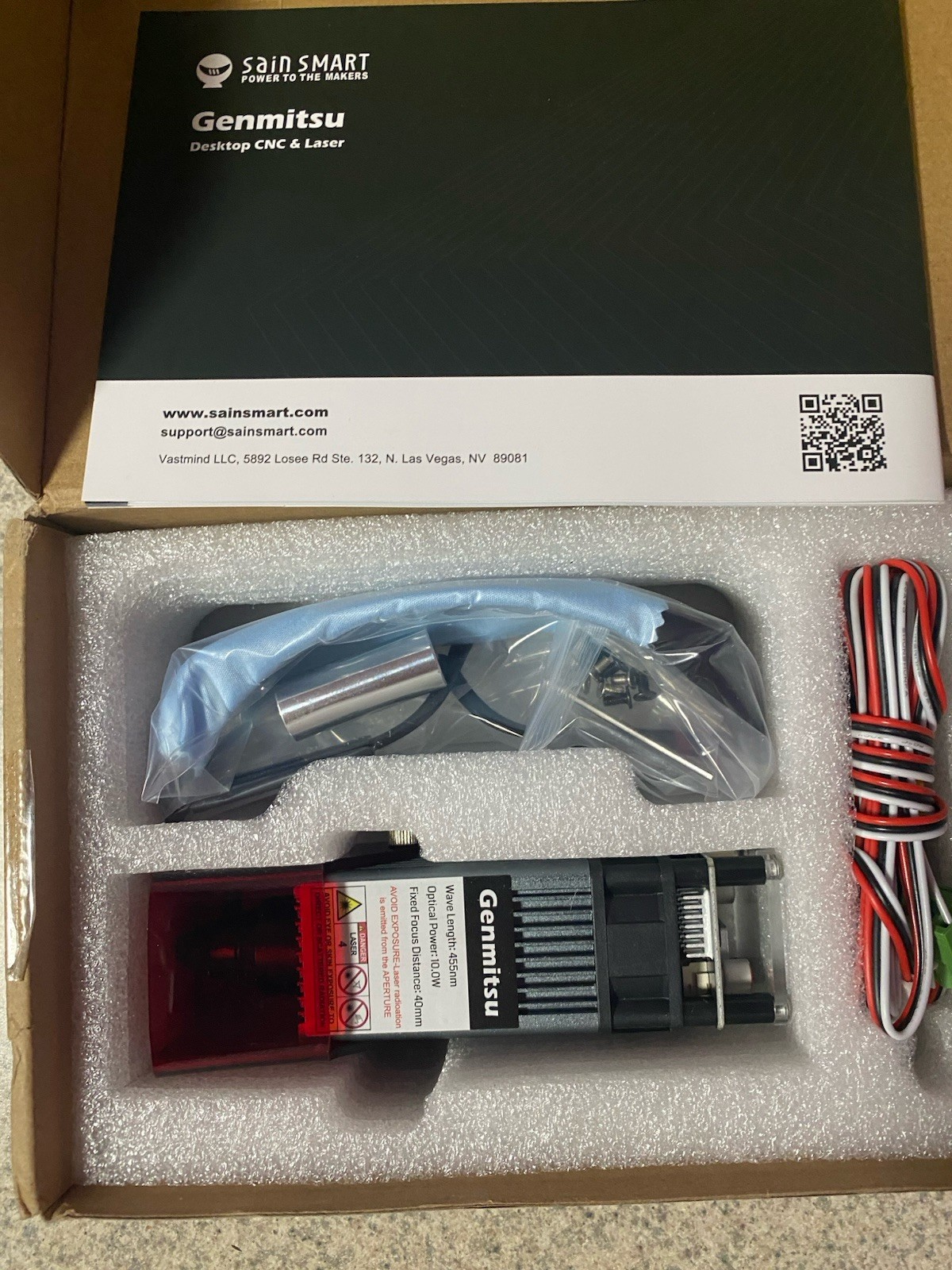 Genmitsu 10W Compressed Spot Laser Module with Air Assist Nozzle, 0.08mm*0.05mm